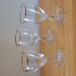 VINTAGE Gilt Specialty Irish Coffee Glasses With Shamrock Clover On The Stem